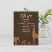 Invitation African Safari Jungle Zoo Brown WILD ONE 1ère Part (Debout devant)