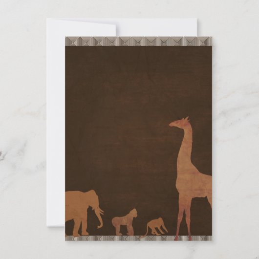 Invitation African Safari Jungle Zoo Brown WILD ONE 1ère Part (Dos)