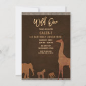 Invitation African Safari Jungle Zoo Brown WILD ONE 1ère Part (Devant)