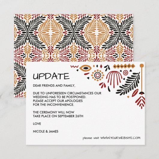 Invitation Africana | Actualisation du MARIAGE Ankara Kente (Devant / Derrière)