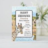 Invitation Afrique du Sud Thème Giraffe Elephant Baby shower (Debout devant)