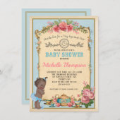 Invitation Afro-américain Alice dans le thé de bébé du pays (Devant / Derrière)