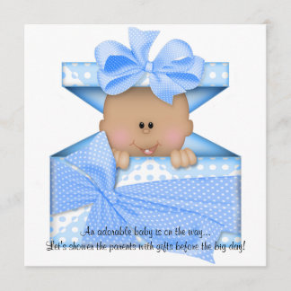 Invitation Afro-américain bleu d'invitation de baby shower