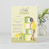 Invitation Afro-américain de neutre de baby shower de blocs (Debout devant)