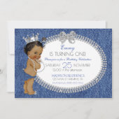 Invitation Afro-Américaine de bébés Denim & Diamonds (Devant)