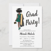 Invitation Afro-Américaine fille de diplôme Unique tendance (Devant)