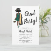 Invitation Afro-Américaine fille de diplôme Unique tendance (Debout devant)