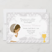 Invitation Afro-Américaine Première Communion Damask (Devant)