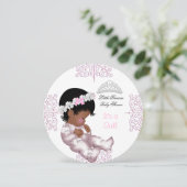 Invitation Afro-Américaine Princesse Baby shower Rose fille (Debout devant)
