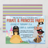 Invitation Afro-Américaine Princesse et Pirate (Devant / Derrière)