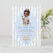 Invitation Afro Prince is on the way Blue Baby Shower Crown (Debout devant)