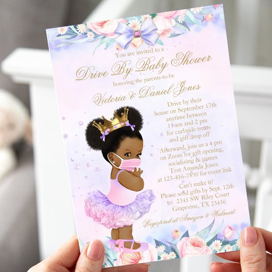 Invitation Afro Princess Drive Par Baby shower