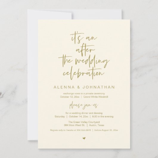 Invitation After the Wedding Modern Minimalist Casual Party (Devant)