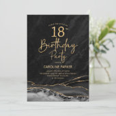 Invitation Agate Black Gold 18e anniversaire (Debout devant)