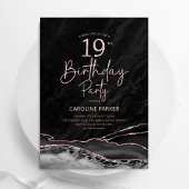 Invitation Agate Black Rose Gold 19e anniversaire