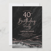 Invitation Agate Black Rose Gold 40e anniversaire (Devant)