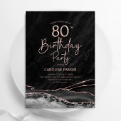 Invitation Agate Black Rose Gold 80e anniversaire