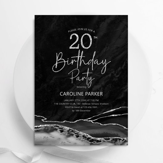 Invitation Agate Black Silver 20e anniversaire