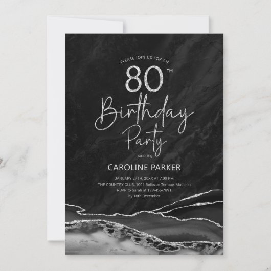 Invitation Agate Black Silver 80e anniversaire (Devant)
