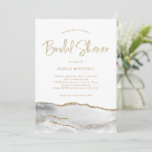 Invitation Agate blanche et grise avec or | Fête des mariées (Debout devant)