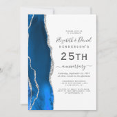 Invitation Agate Bleu Royal Argent 25e Anniversaire (Devant)
