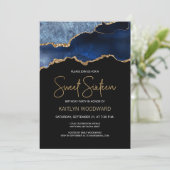 Invitation Agate Blue Gold Dark Sweet 16 Anniversaire Fête (Debout devant)