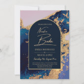 Invitation Agate Blue Gold Nuestra Boda Mariage espagnol Leah (Devant)