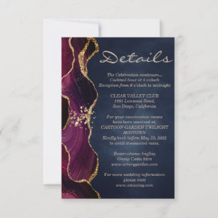 Invitation agate bordeaux    marbleélégant Détails card 