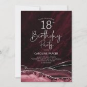 Invitation Agate Bourgogne Argent 18e anniversaire (Devant)