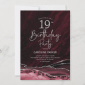 Invitation Agate Bourgogne Argent 19e anniversaire (Devant)