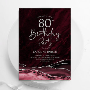 Invitation Agate Bourgogne Argent 80e anniversaire