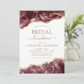 Invitation Agate Bourgogne Fête des mariées déjeuner Gold Inv (Debout devant)