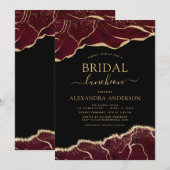 Invitation Agate Bourgogne Fête des mariées déjeuner Gold Inv (Devant / Derrière)