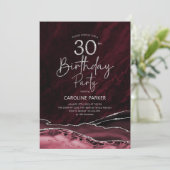 Invitation Agate Burgundy Argent 30e anniversaire (Debout devant)