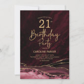 Invitation Agate Burgundy Gold 21e anniversaire (Devant)