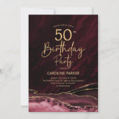 Invitation Agate Burgundy Gold 50e anniversaire (Devant)