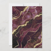 Invitation Agate Burgundy Gold Mariage moderne (Dos)