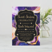 Invitation Agate Céleste | Douce 16 Marbre Or Violet (Debout devant)