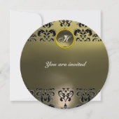 Invitation AGATE DAMASK GEM STONE MONOGRAMME noir gris (Devant)