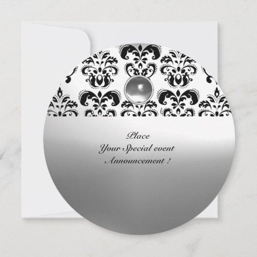Invitation AGATE DAMASQUEE PIERRE FINE MONOGRAMME noir blanc (Dos)
