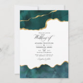 Invitation Agate de géoode turquoise et or Mariage virtuel Ph (Devant)