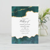 Invitation Agate de géoode turquoise et or Mariage virtuel Ph (Debout devant)