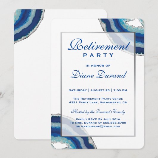 Invitation Agate de l'invitation | de partie de retraite de (Devant / Derrière)