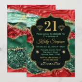 Invitation Agate de Noël Marbre & Anniversaire Paillettes d'O (Devant / Derrière)