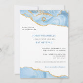 Invitation Agate de Parties scintillant bat mitzvah, bleu cla (Devant)