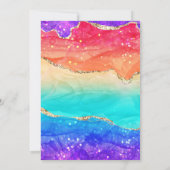 Invitation Agate d'encre d'alcool glamour arc-en-ciel Anniver (Dos)