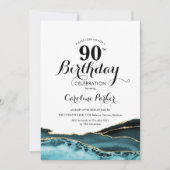 Invitation Agate d'or blanc turquoise 90e anniversaire (Devant)