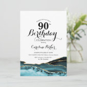 Invitation Agate d'or blanc turquoise 90e anniversaire (Debout devant)