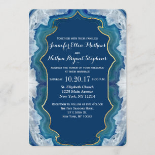 Invitation Agate Elegant Pretty Blue Geode Motif