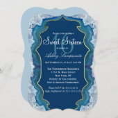 Invitation Agate Elegant Pretty Blue Geode Motif (Devant / Derrière)